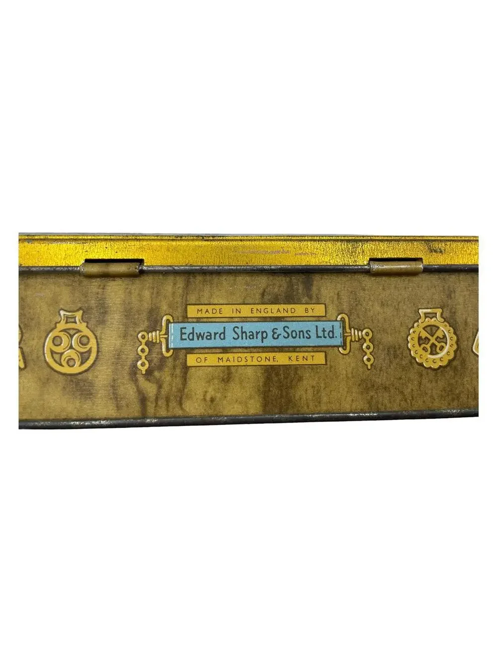 Vintage English Tin Box: Farmstead Countryside Scene
